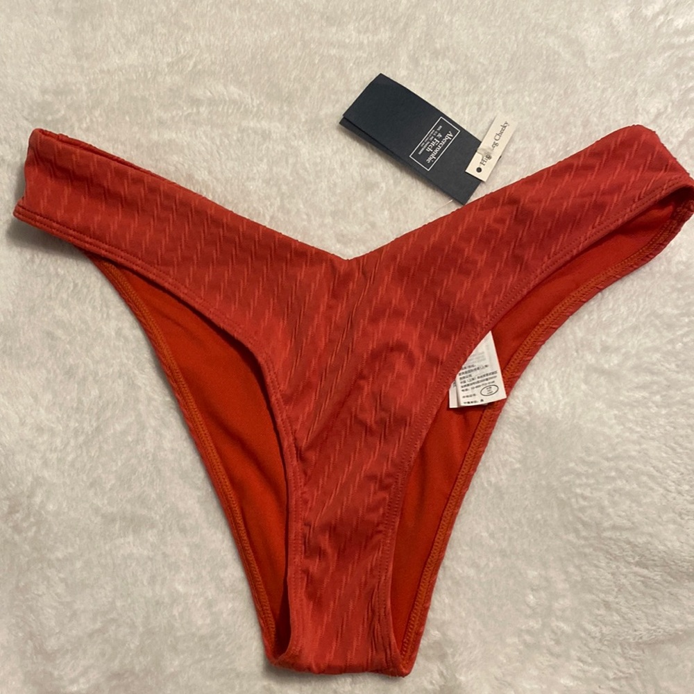 Abercrombie & Fitch High Leg Cheeky Swim Bottom- Red/ rust